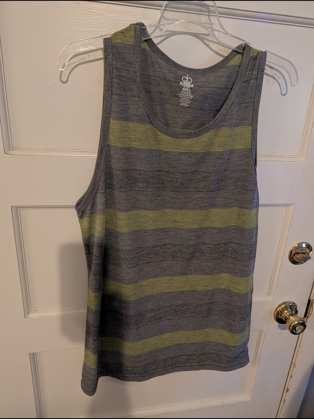 Striped Grey and Olive Green Tank Top